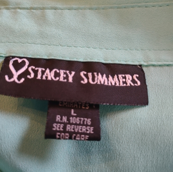 Stacey Summers Blue Size Large Sleeveless Collared Button Up Shirt Blouse Top - Picture 7 of 7